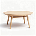 Tavolino da caffè rotondo in legno con ripiano inferiore 80 x 80 x 40cm