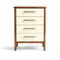Comodino legno di pino con 4 cassetti colore crema 40 x 30 x 75cm