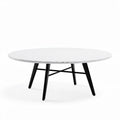 Tavolino da caffè rotondo in marmo bianco con base nera 100 x 100 x 40cm