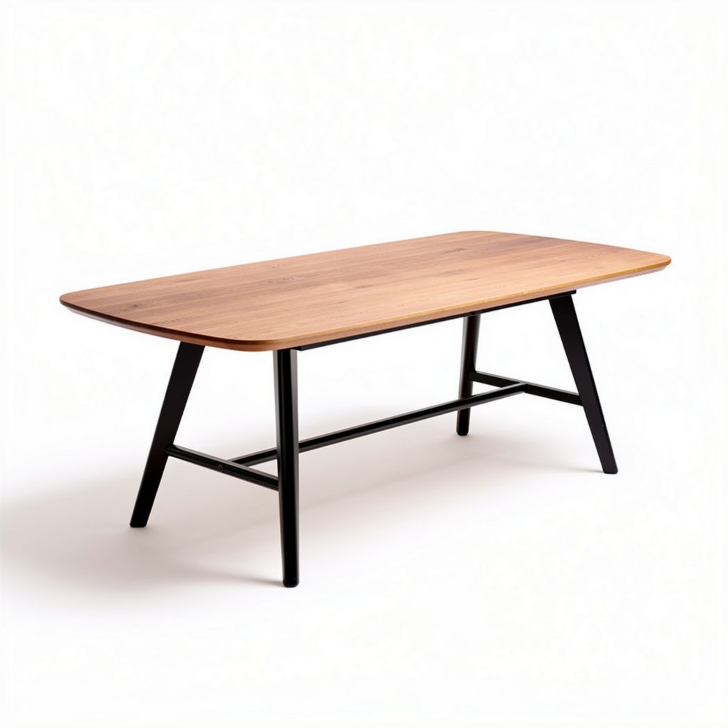 Tavolo da pranzo in legno e metallo nero dimensioni 150 x 75 x 75cm