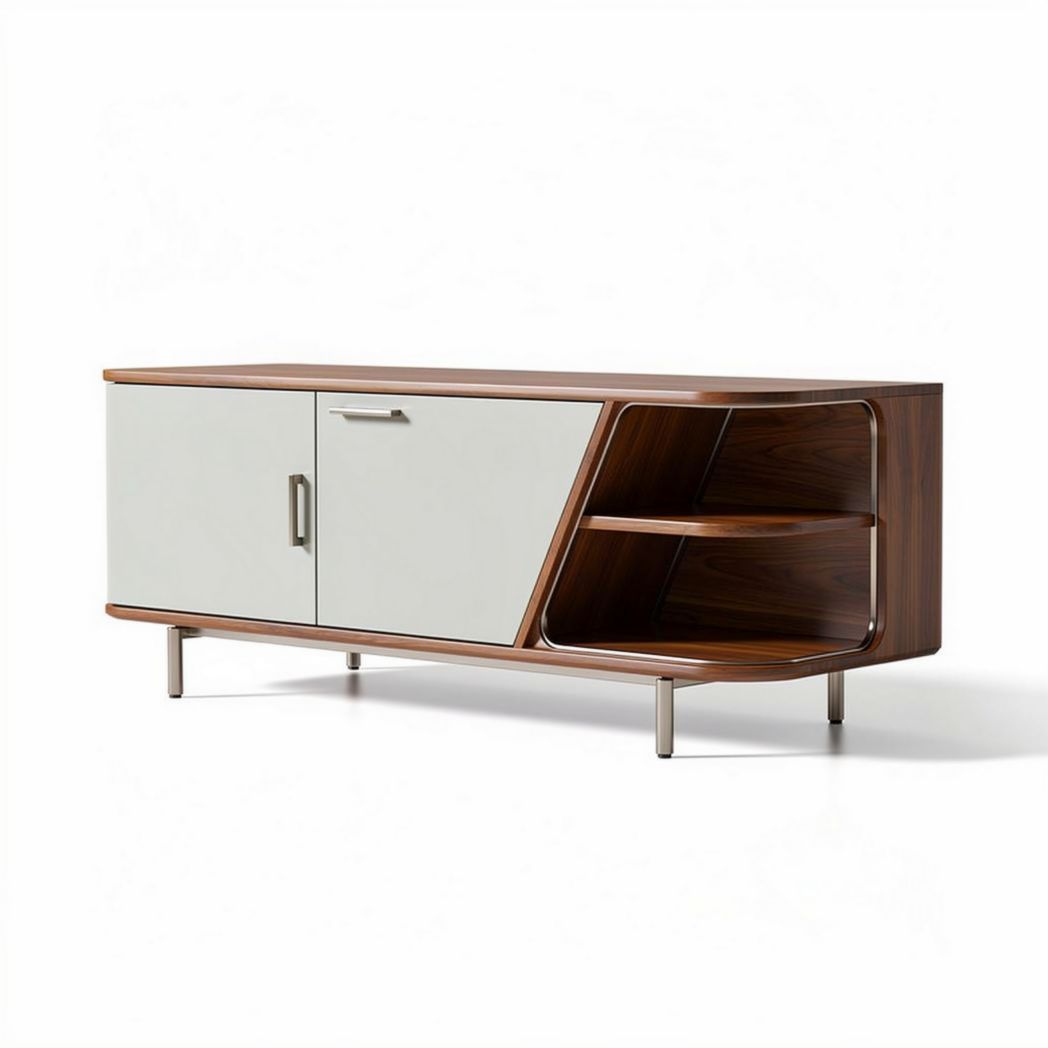 Mobile porta tv in legno con ante bianche 150 x 40 x 50cm