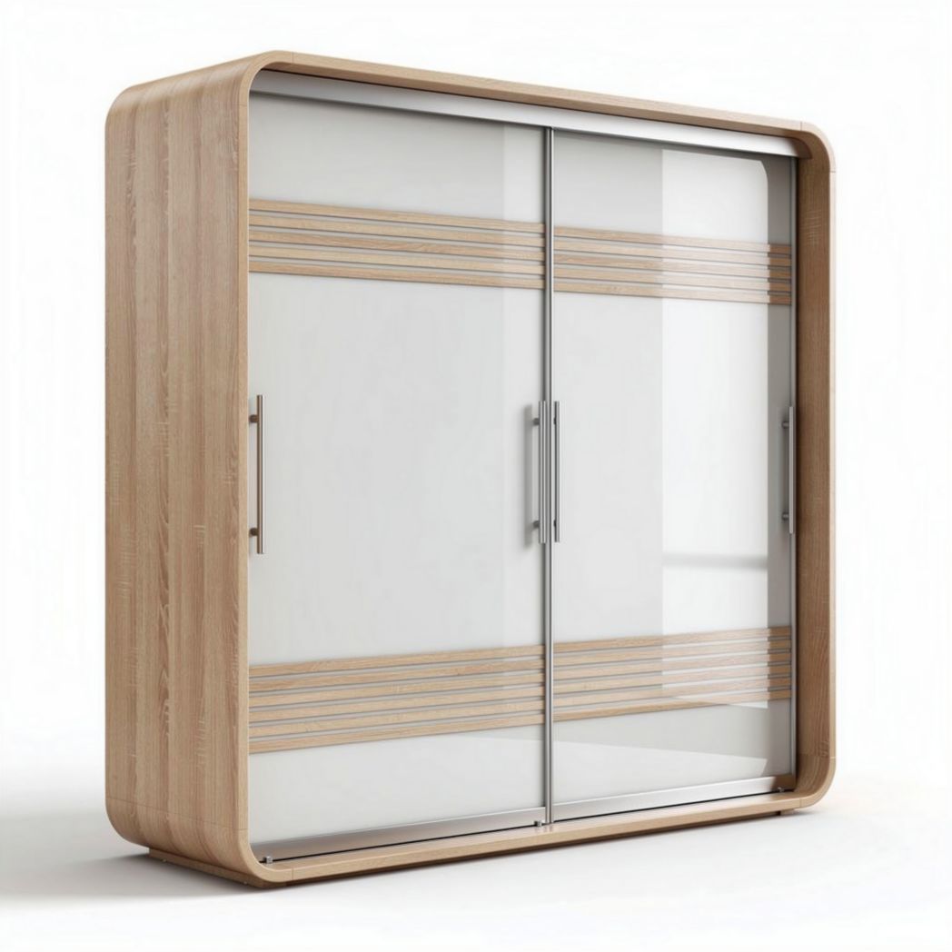 Armadio scorrevole in legno con ante in vetro misure 150 x 50 x 200cm