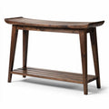 Tavolo consolle in legno massello scuro 100 x 30 x 75 cm con ripiano inferiore