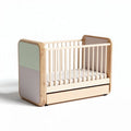 Culla in legno con cassetto sotto misure 125 x 70 x 90 cm color beige e verde