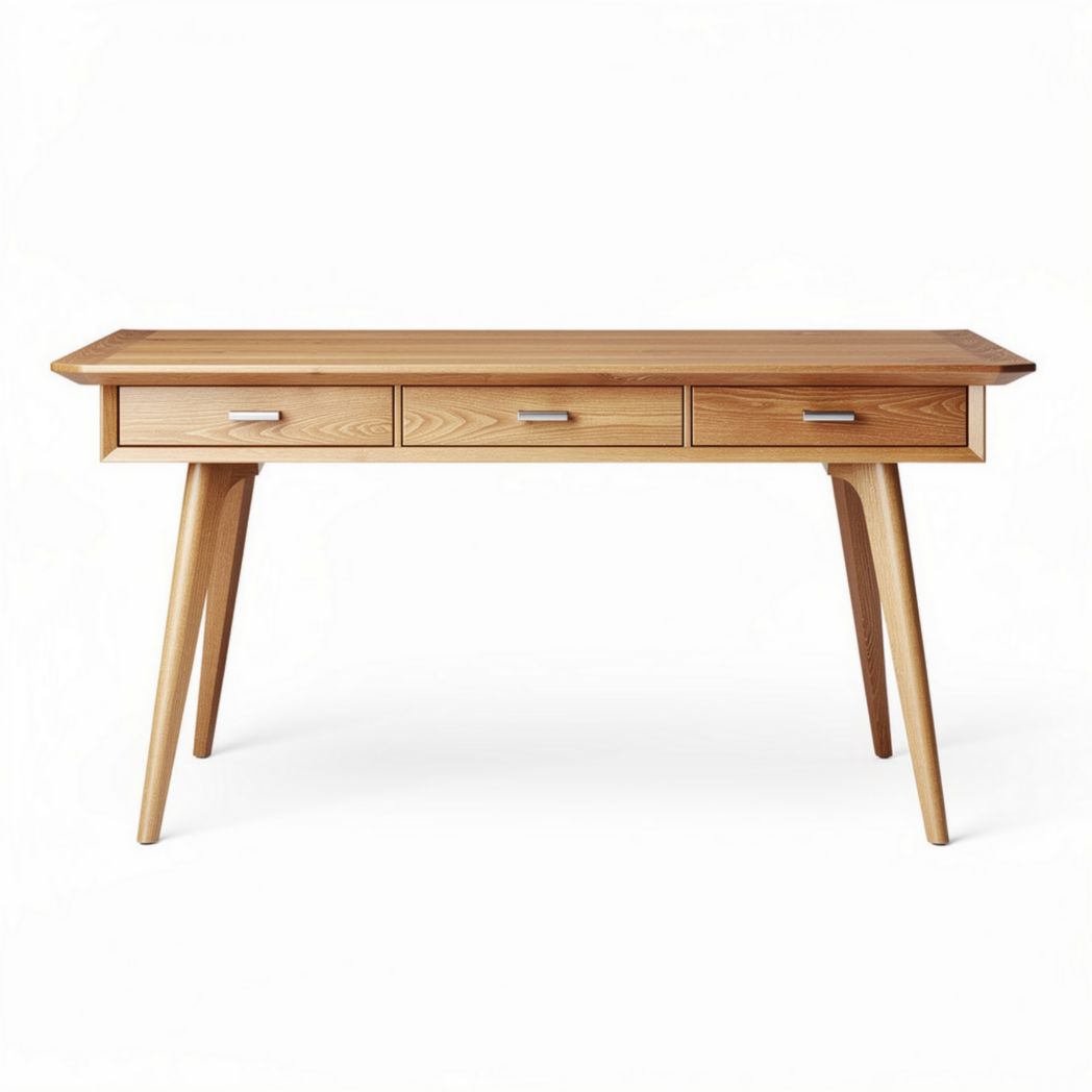 Scrivania in legno di abete con cassetti 120 x 60 x 75cm colore naturale