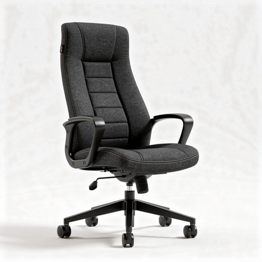 Sedia da ufficio girevole in pelle grigia con base in metallo 70 x 70 x 120cm